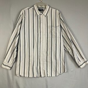 Vintage Southpole Shirt Men's XL Light Gray Striped Cotton Long Sleeve Button-Up